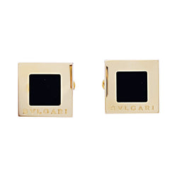 Boutons de manchette Bulgari "Quadrato" or jaune, onyx. - Castafiore