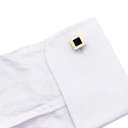 Boutons de manchette Bulgari "Quadrato" or jaune, onyx. - Castafiore