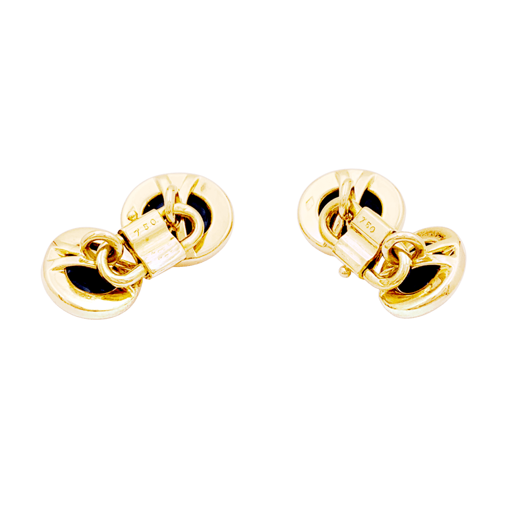 Boutons de manchette CARTIER en or jaune et saphirs - Castafiore