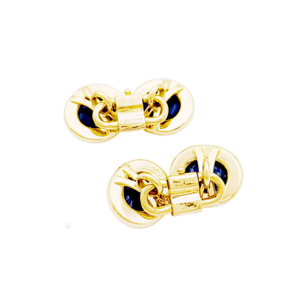 Boutons de manchette CARTIER en or jaune et saphirs - Castafiore