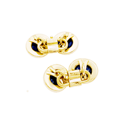 Boutons de manchette CARTIER en or jaune et saphirs - Castafiore