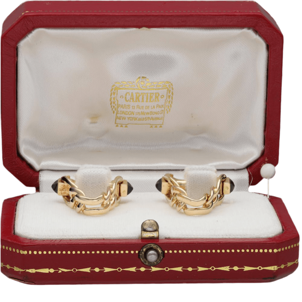 Boutons de manchette CARTIER en or jaune et saphirs - Castafiore