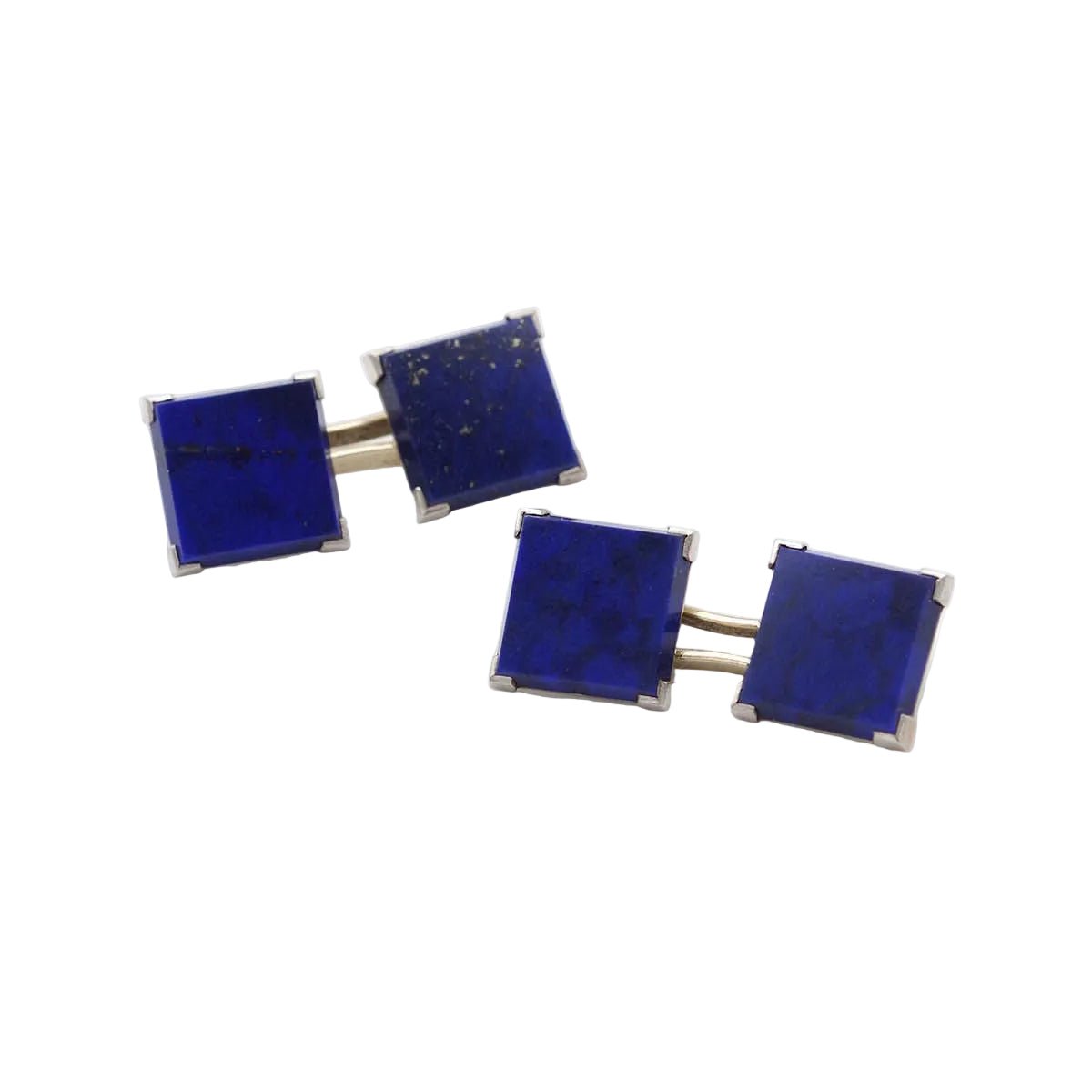 Boutons de manchette en or blanc et lapis - lazuli - Castafiore