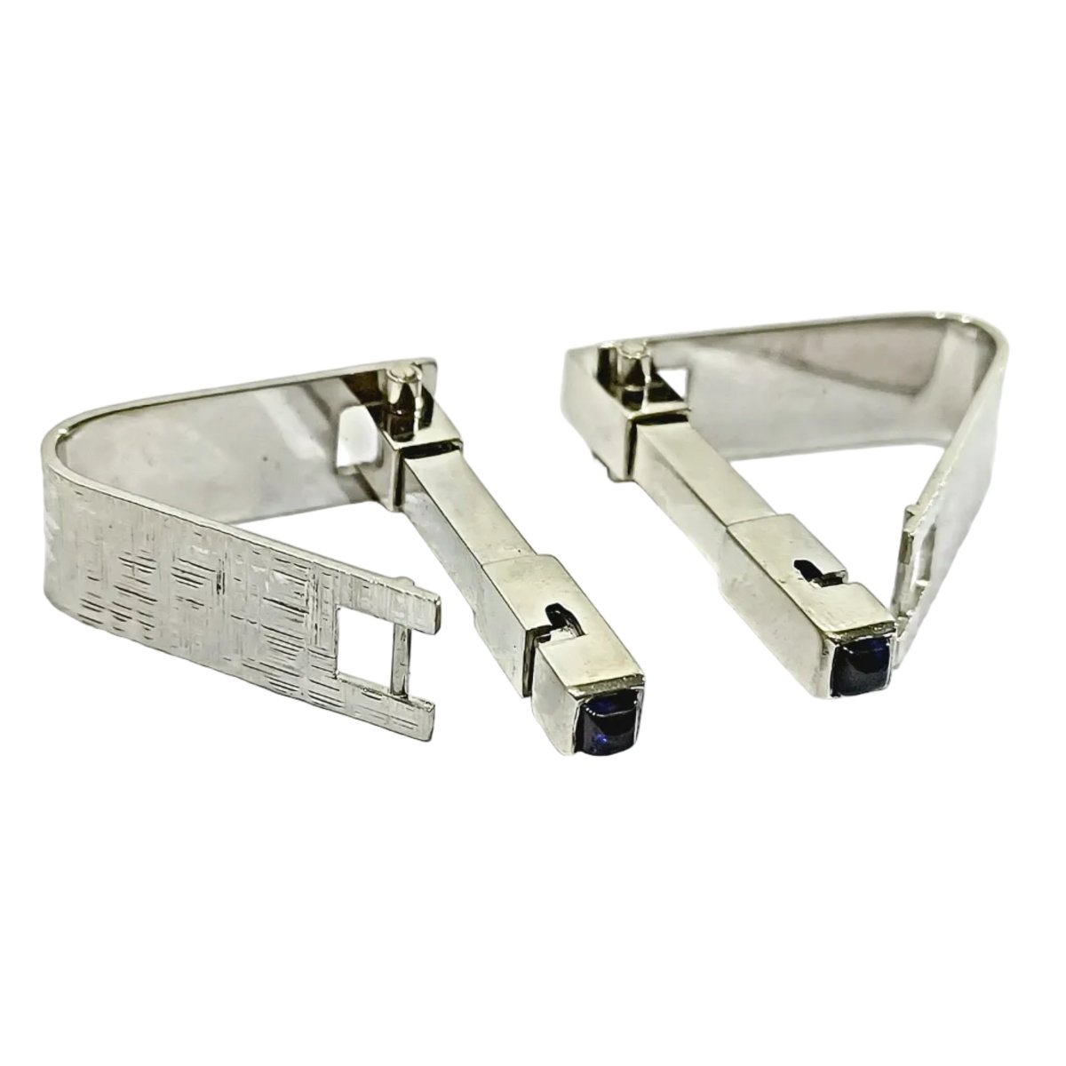 Boutons de manchette en or blanc et saphirs - Castafiore