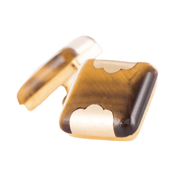 Boutons de manchette en or jaune et oeil de tigre - Castafiore