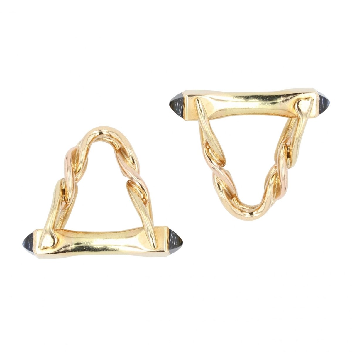 Boutons de manchette en or jaune et saphirs - Castafiore