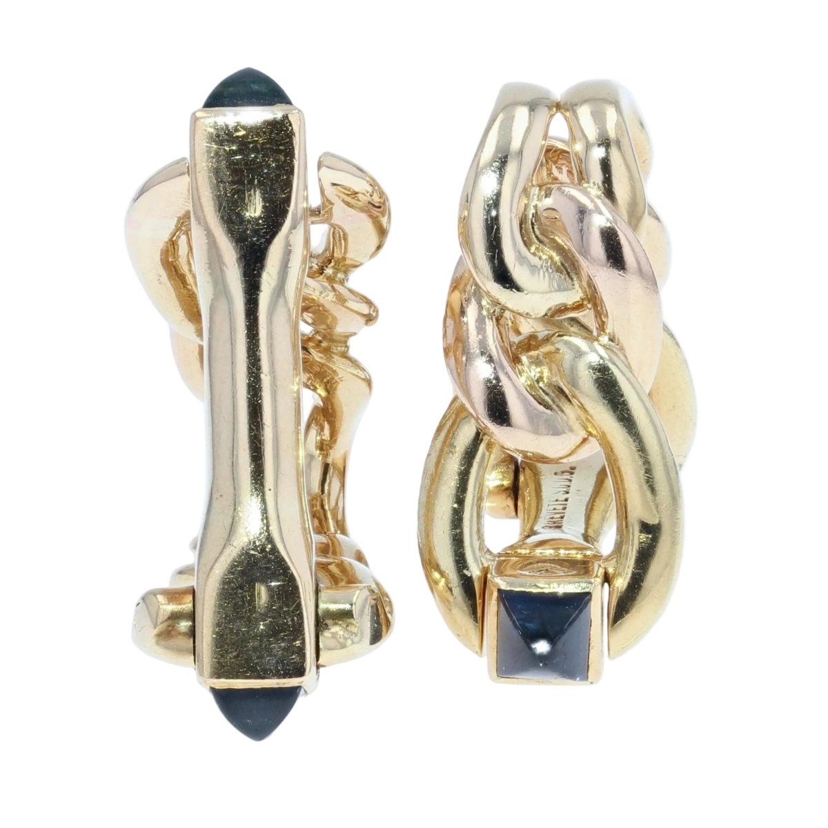 Boutons de manchette en or jaune et saphirs - Castafiore