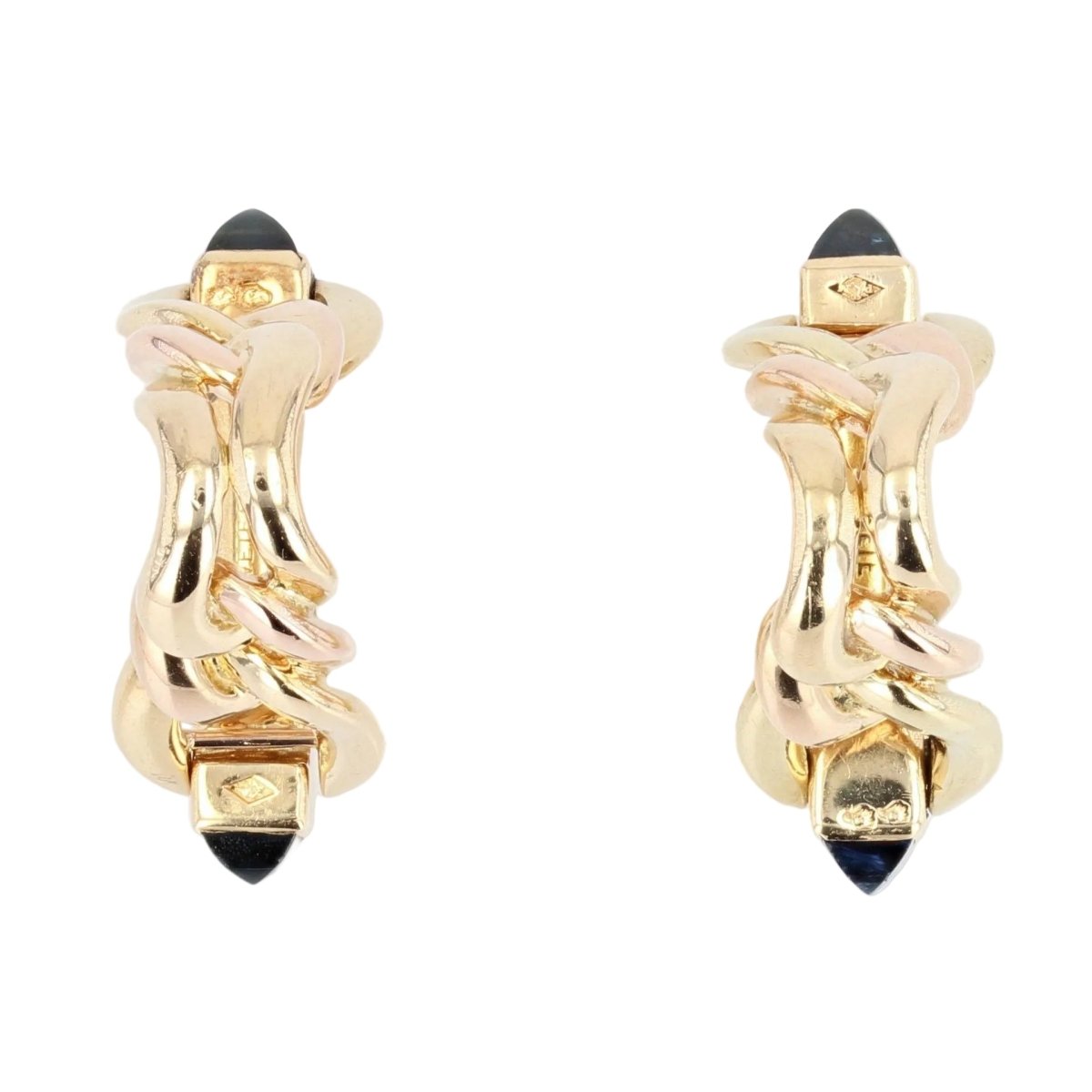 Boutons de manchette en or jaune et saphirs - Castafiore