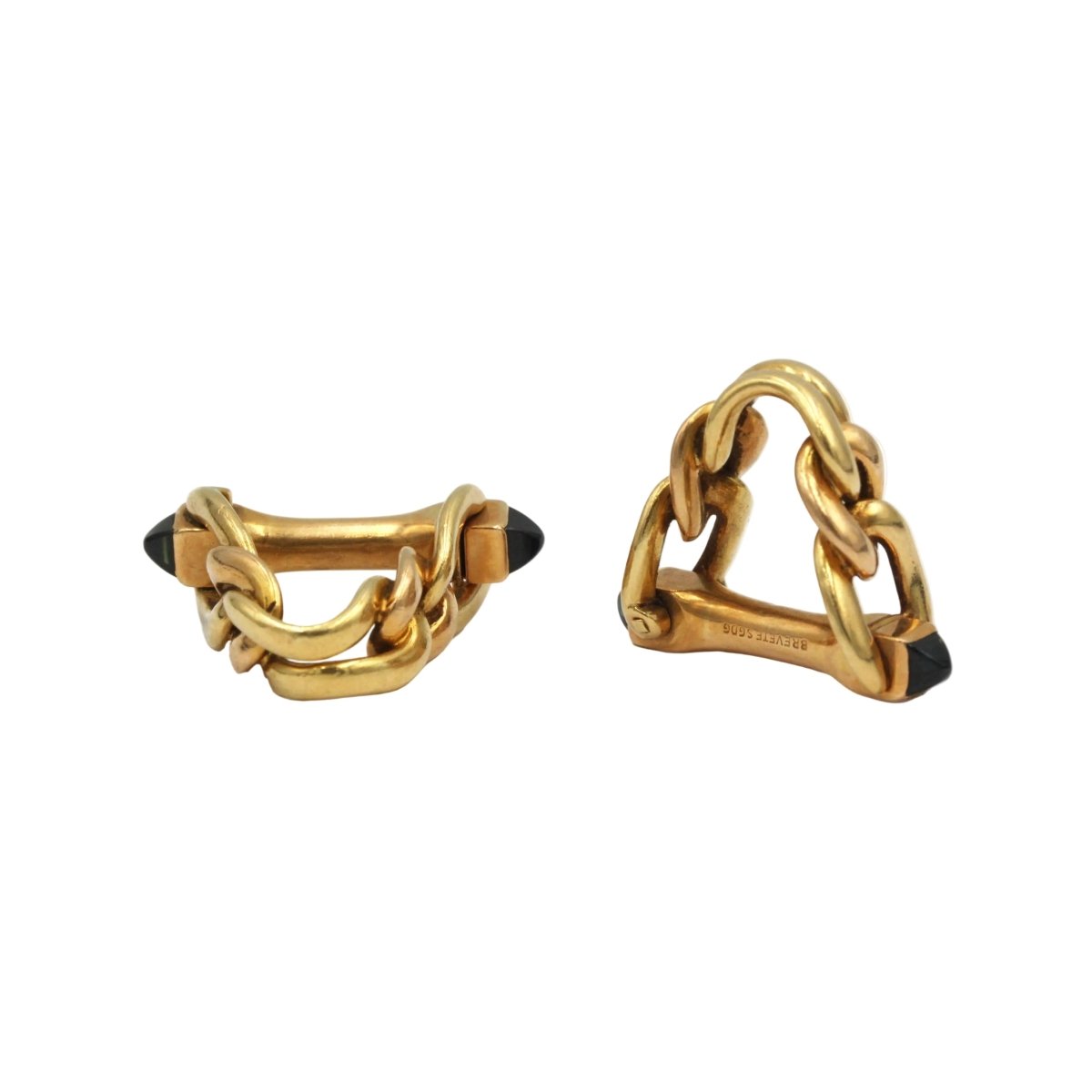 Boutons de manchette en or jaune et saphirs - Castafiore