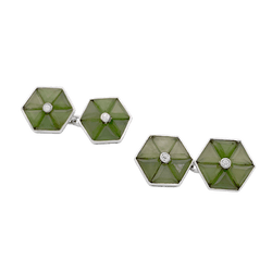 Boutons de manchette en platine et jade - Castafiore