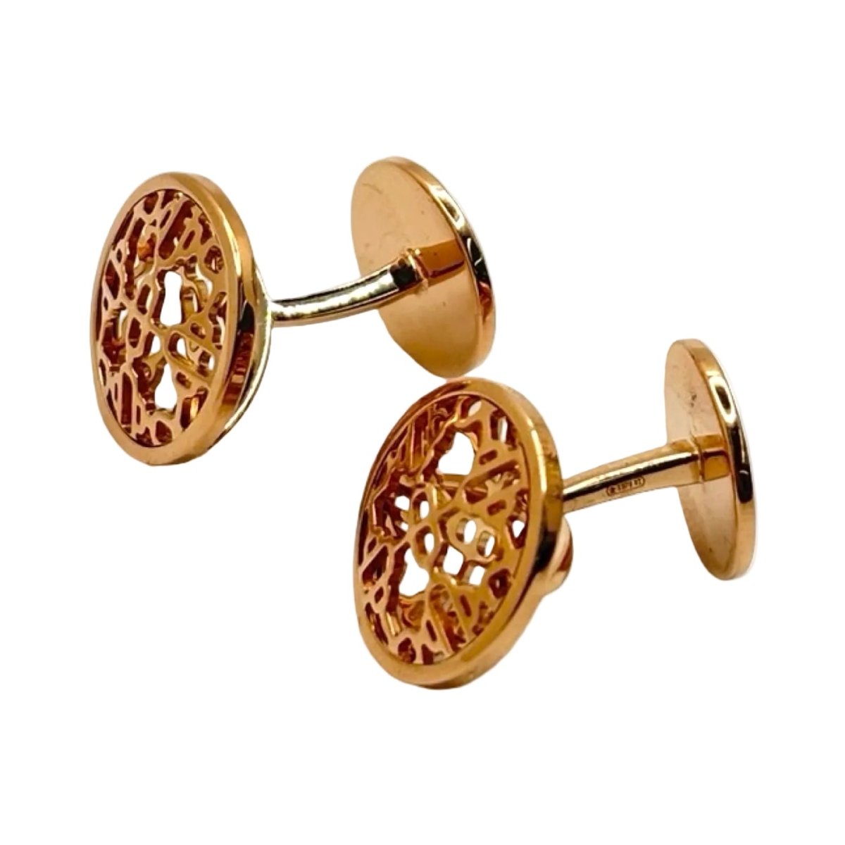 Boutons de manchette HERMÈS "Passerelle" en or rose - Castafiore