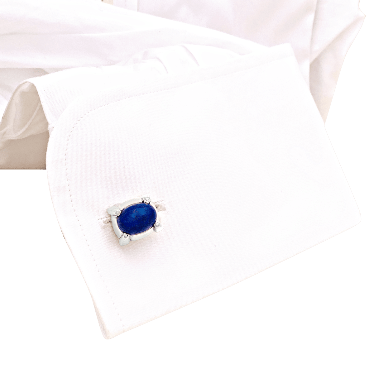 Boutons de manchette or blanc et lapis lazuli - Castafiore