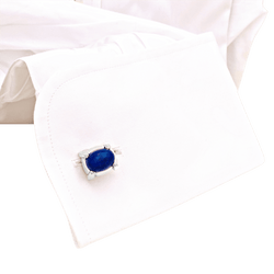 Boutons de manchette or blanc et lapis lazuli - Castafiore