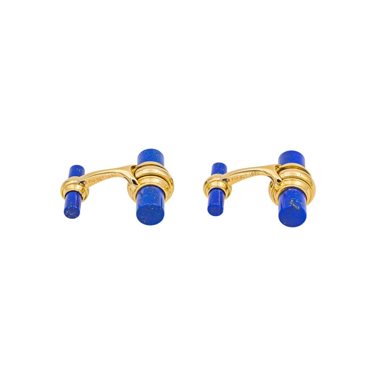 Boutons de manchette PIAGET en or jaune et lapis - lazuli - Castafiore