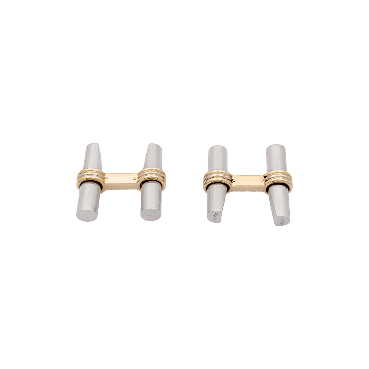 Boutons de manchette VAN CLEEF & ARPELS en or jaune et acier - Castafiore