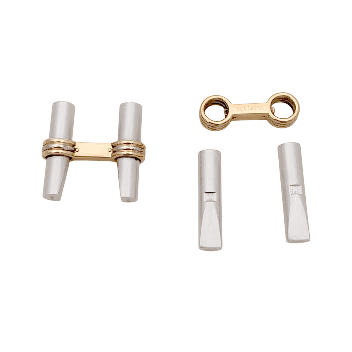 Boutons de manchette VAN CLEEF & ARPELS en or jaune et acier - Castafiore