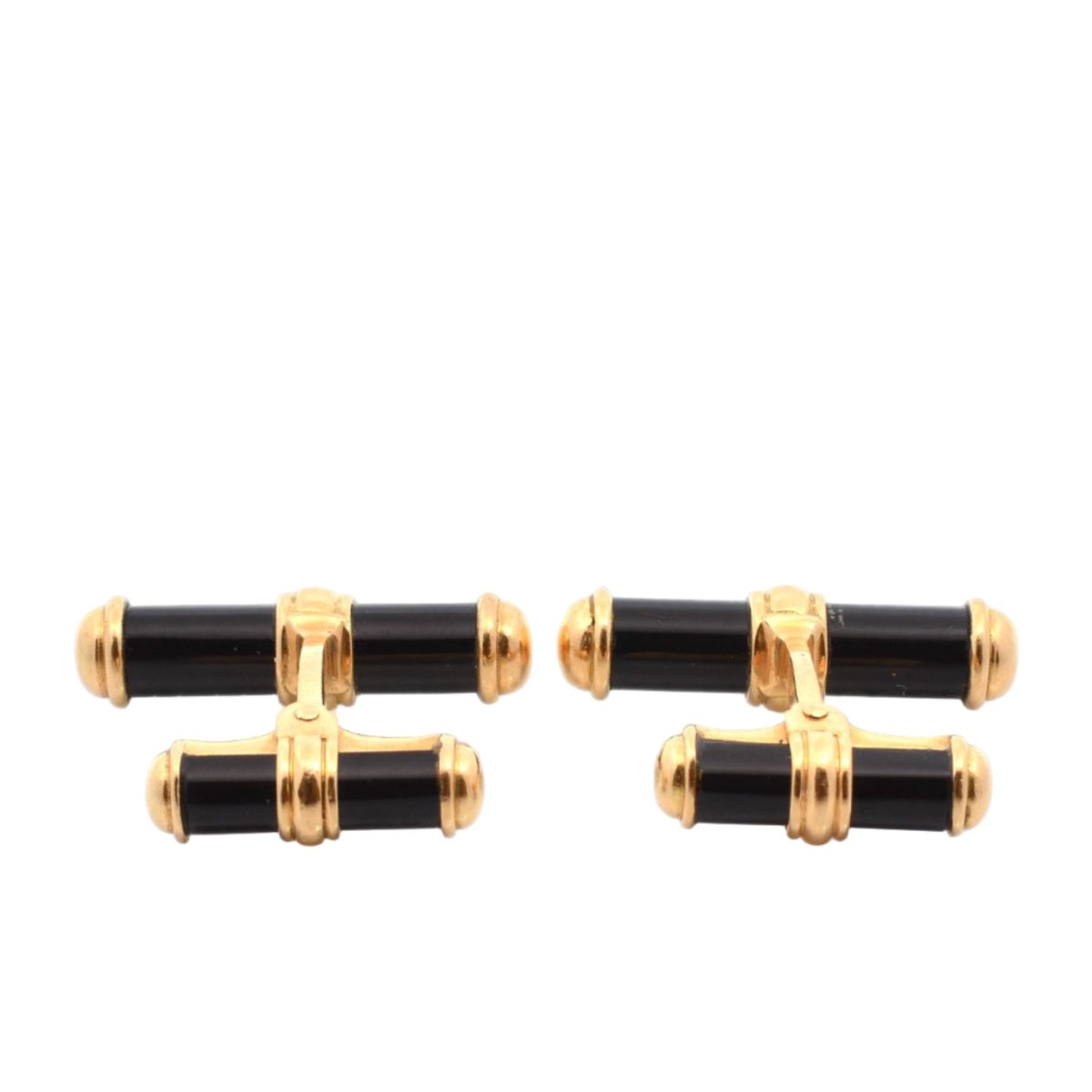 Boutons de manchette VAN CLEEF & ARPELS en or jaune et onyx - Castafiore
