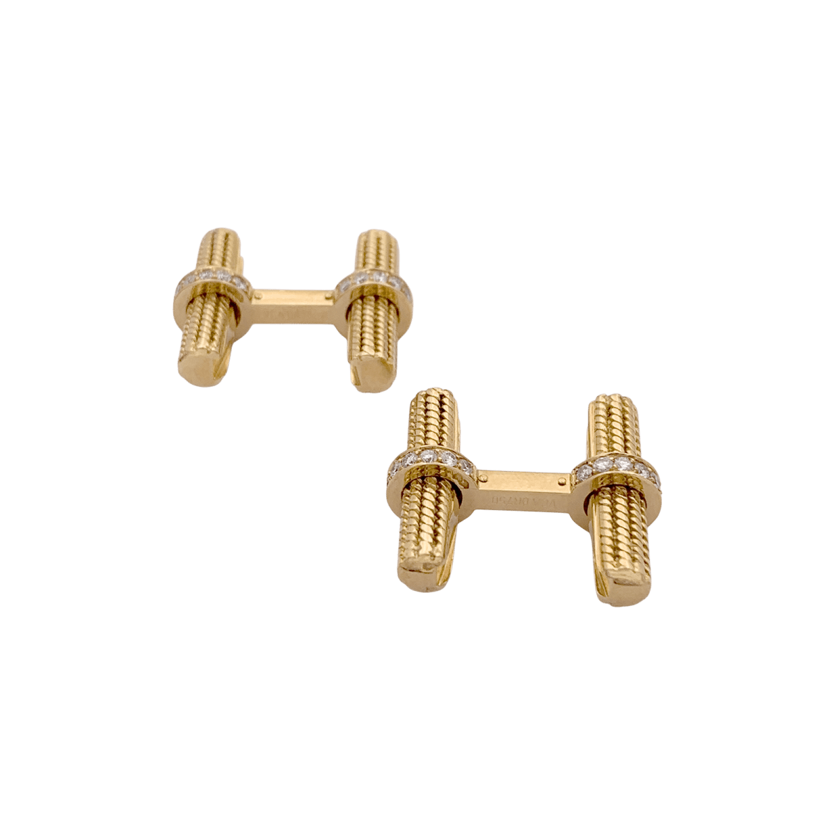 Boutons de manchette VAN CLEEF ET ARPELS. en or jaune et diamants - Castafiore
