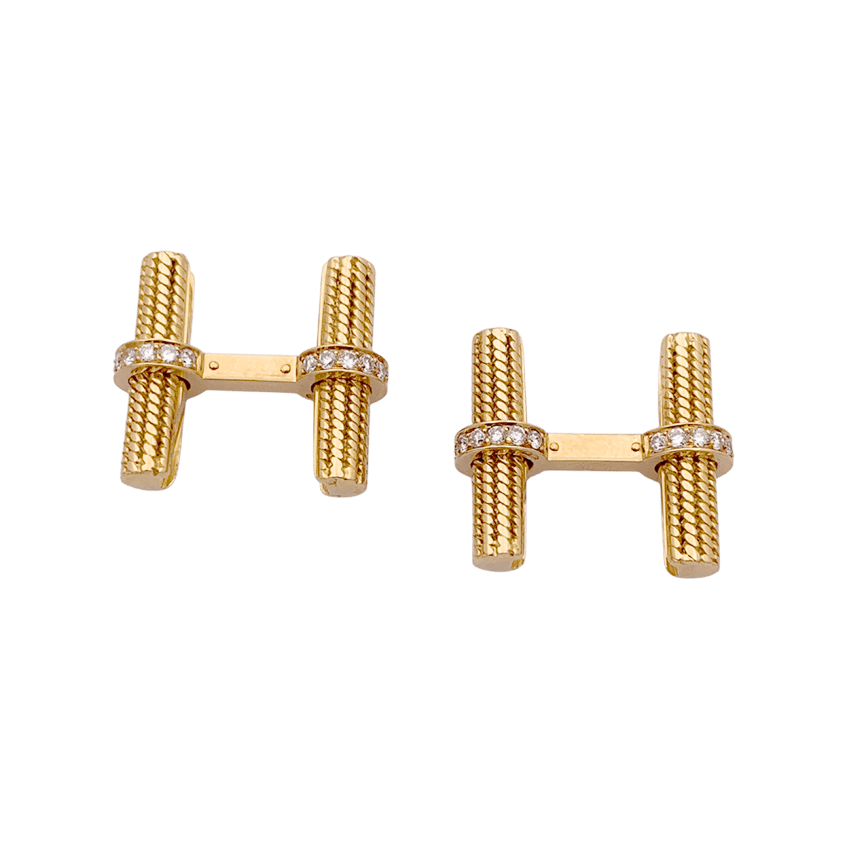 Boutons de manchette VAN CLEEF ET ARPELS. en or jaune et diamants - Castafiore