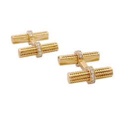 Boutons de manchette VAN CLEEF ET ARPELS. en or jaune et diamants - Castafiore