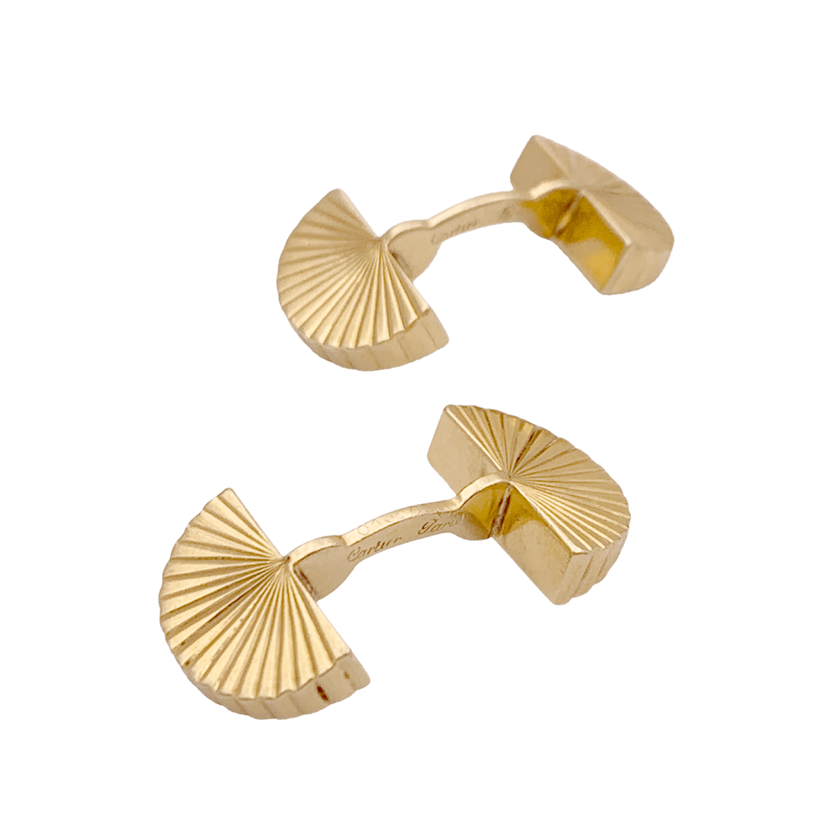 Boutons de manchette vintage CARTIER , "Eventail", en or jaune - Castafiore