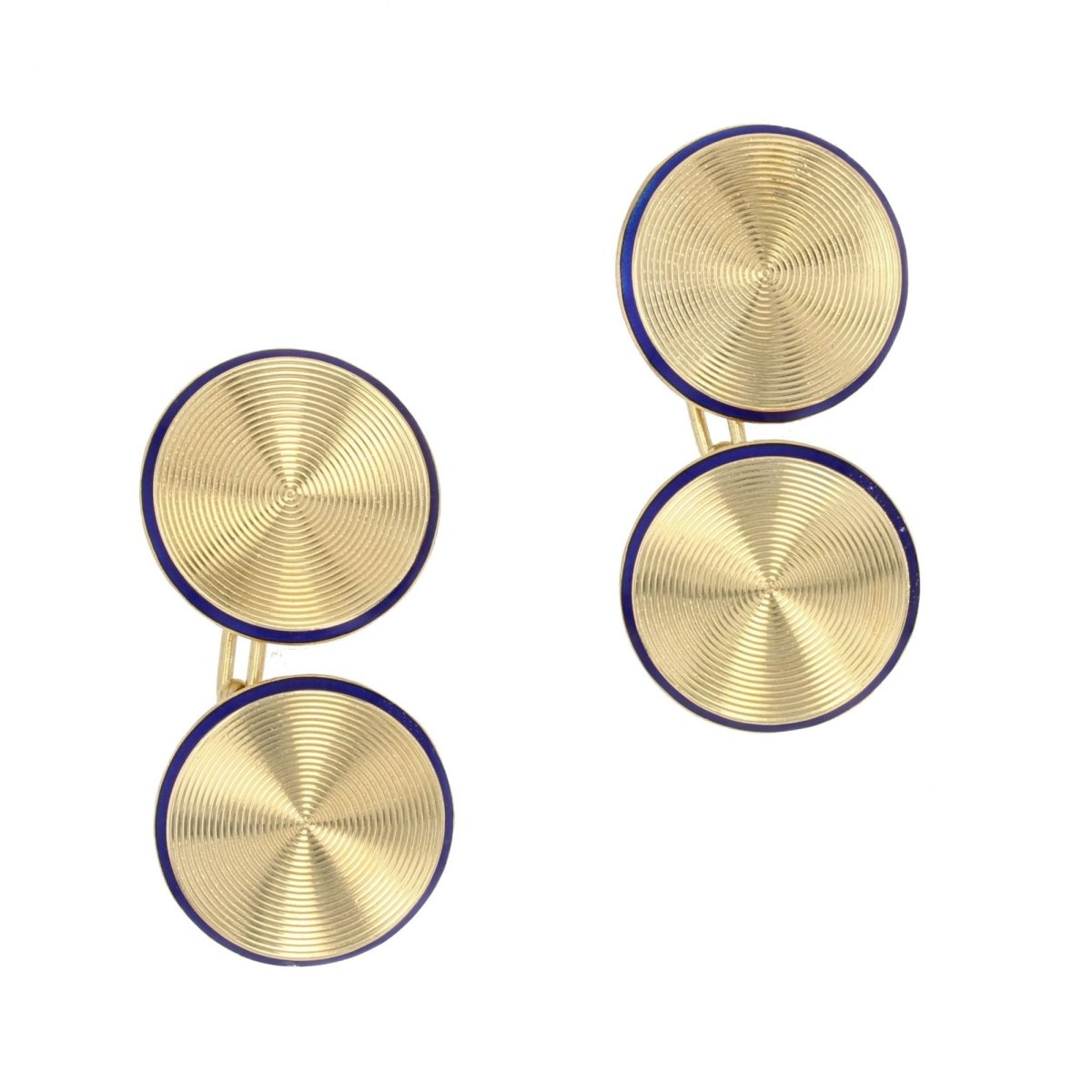 Boutons de manchettes ANCIENS En or jaune et email - Castafiore