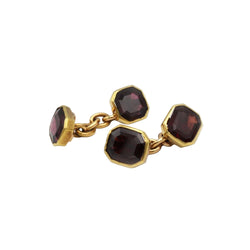 Boutons de manchettes en or jaune et grenats - Castafiore