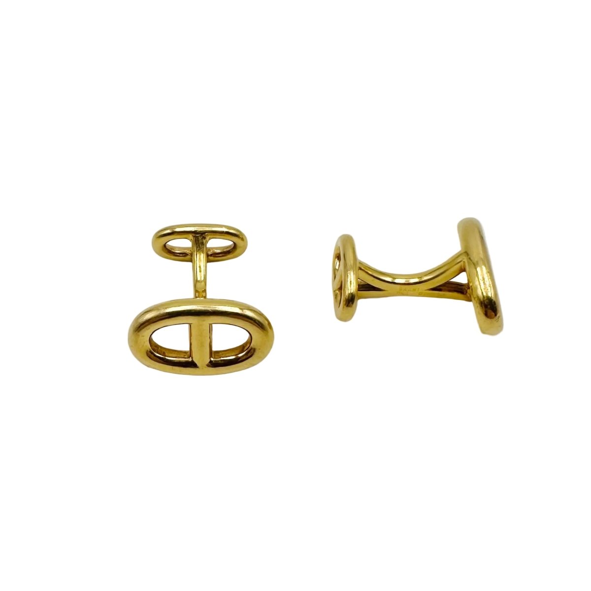 Boutons de Manchettes HERMÈS "Chaîne d'ancre" en or jaune - Castafiore