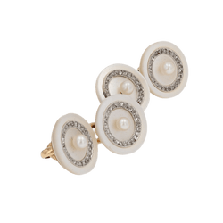 Boutons de manchettes LÉON DEVOS en or jaune, nacre, perle et diamants - Castafiore