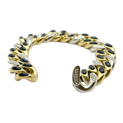 Bracciale oro 18KT con diamanti naturali e pietre blu, firmato POMELLATO. - Castafiore