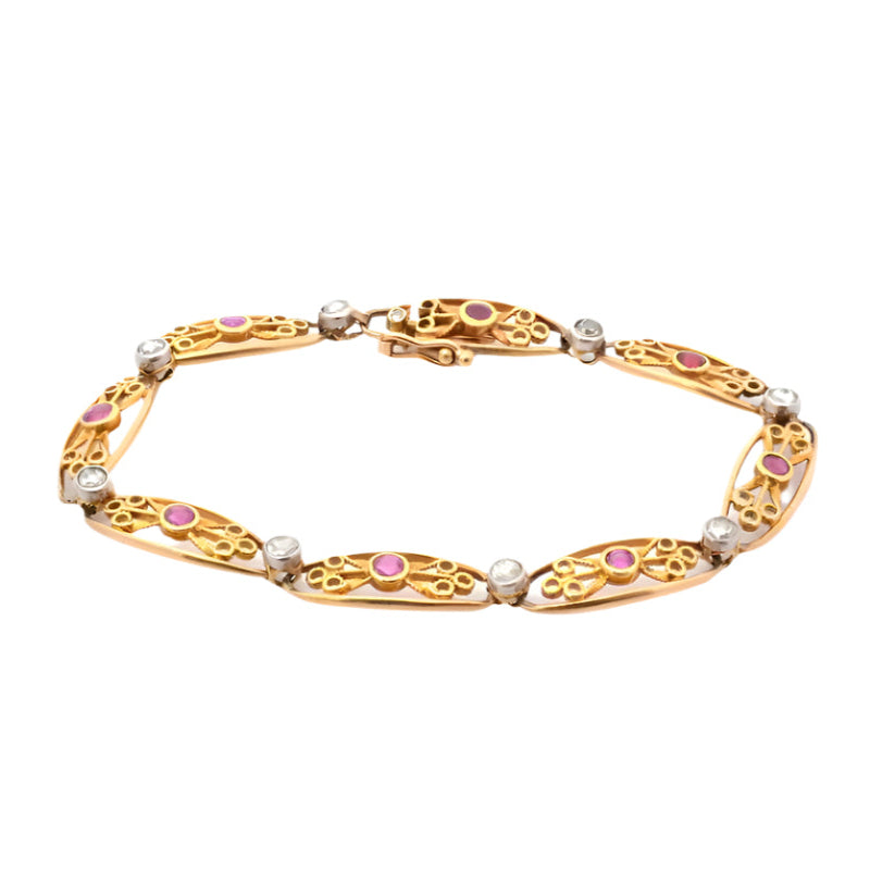 Bracelet 1900 rubis et diamants en or - Castafiore