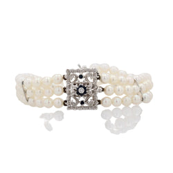 Bracelet 3 rangs de perles et son fermoir en or blanc - Castafiore