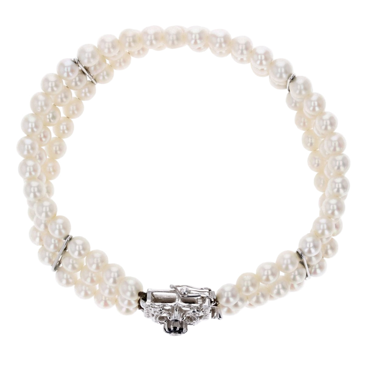 Bracelet 3 rangs de perles et son fermoir en or blanc - Castafiore