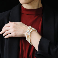 Bracelet 4 rangs en or blanc et perles de culture - Castafiore