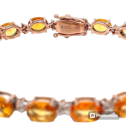 Bracelet à maillons en or rose avec diamant Padparadsha naturel de 16 CTW - Castafiore