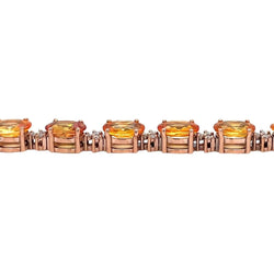 Bracelet à maillons en or rose avec diamant Padparadsha naturel de 16 CTW - Castafiore