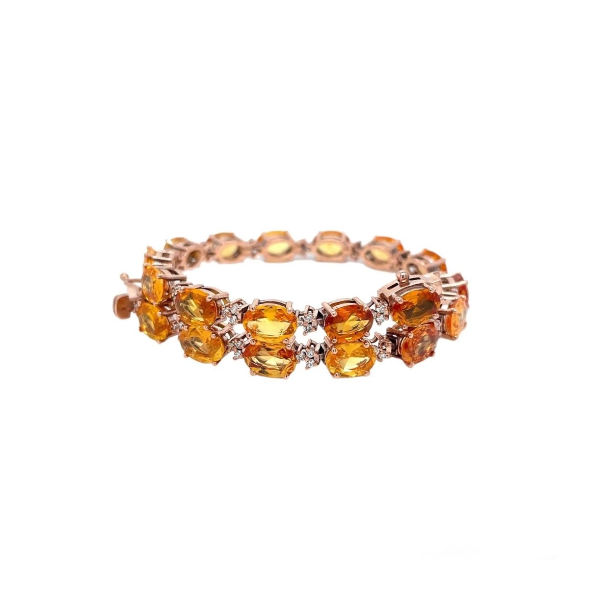 Bracelet à maillons en or rose avec diamant Padparadsha naturel de 16 CTW - Castafiore