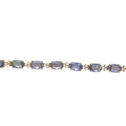 Bracelet à maillons en or rose avec saphir bleu clair et diamant CTW 14 - Castafiore