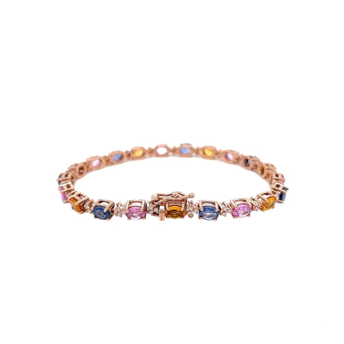 Bracelet à maillons en or rose avec saphir multicolore et diamant CTW 11 - Castafiore