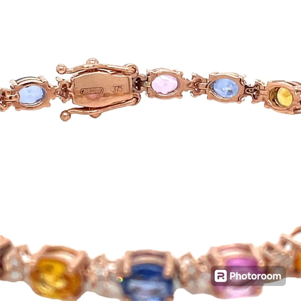 Bracelet à maillons en or rose avec saphir multicolore et diamant CTW 11 - Castafiore