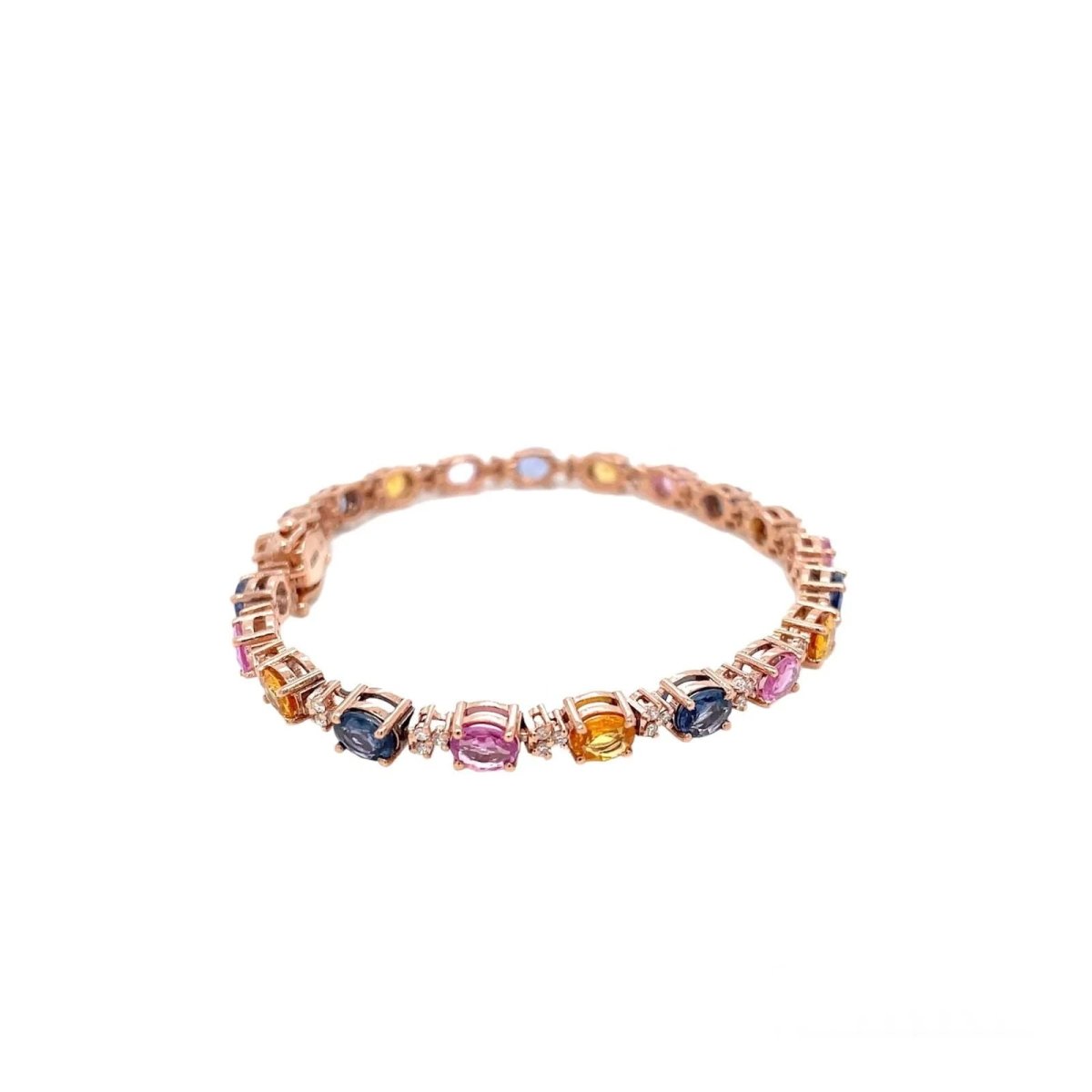 Bracelet à maillons en or rose avec saphir multicolore et diamant CTW 11 - Castafiore