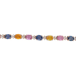 Bracelet à maillons en or rose avec saphir multicolore et diamant CTW 11 - Castafiore