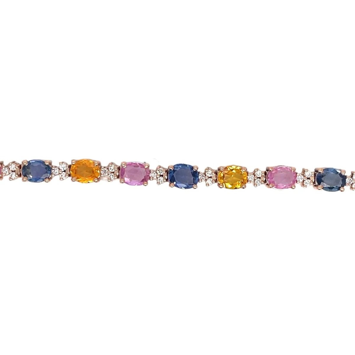 Bracelet à maillons en or rose avec saphir multicolore et diamant CTW 11 - Castafiore