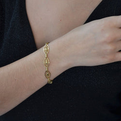 Bracelet à maillons filigranés en or jaune - Castafiore