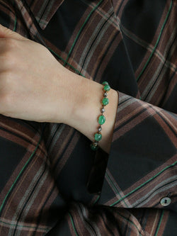 Bracelet ancien cabochons d'émeraudes or jaune diamants - Castafiore