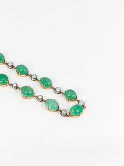 Bracelet ancien cabochons d'émeraudes or jaune diamants - Castafiore
