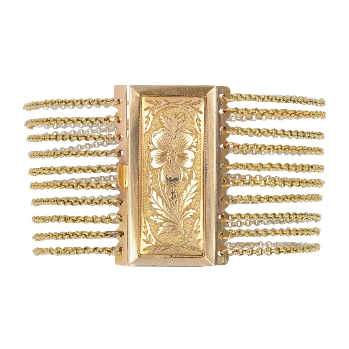 Bracelet ancien chaines et son fermoir à la pensée - Castafiore