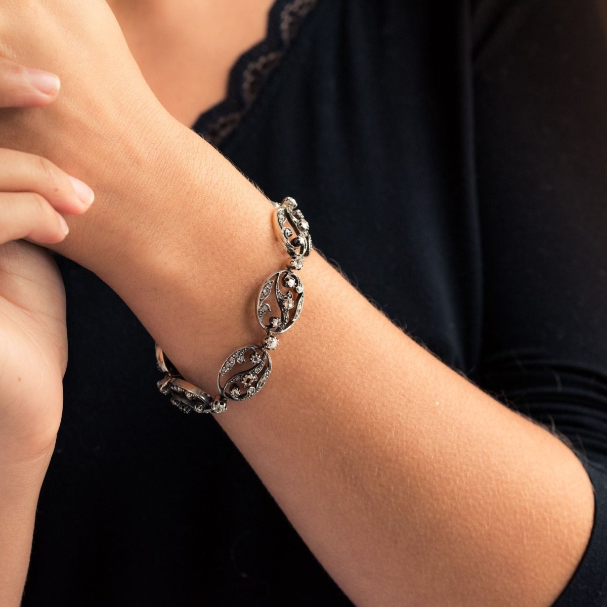 Bracelet ancien diamants taillés en rose - Castafiore