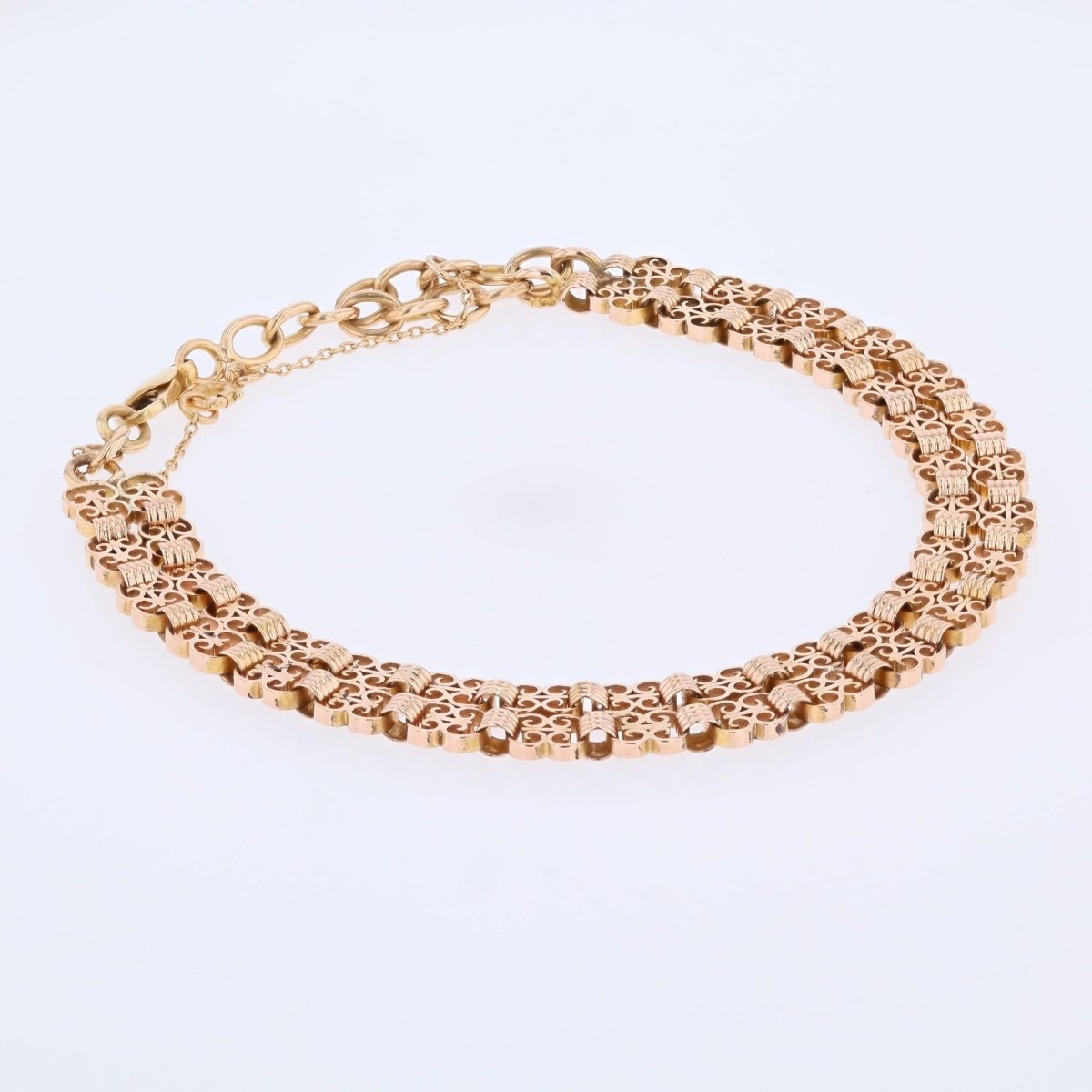 Bracelet ancien double rangs en or rose - Castafiore