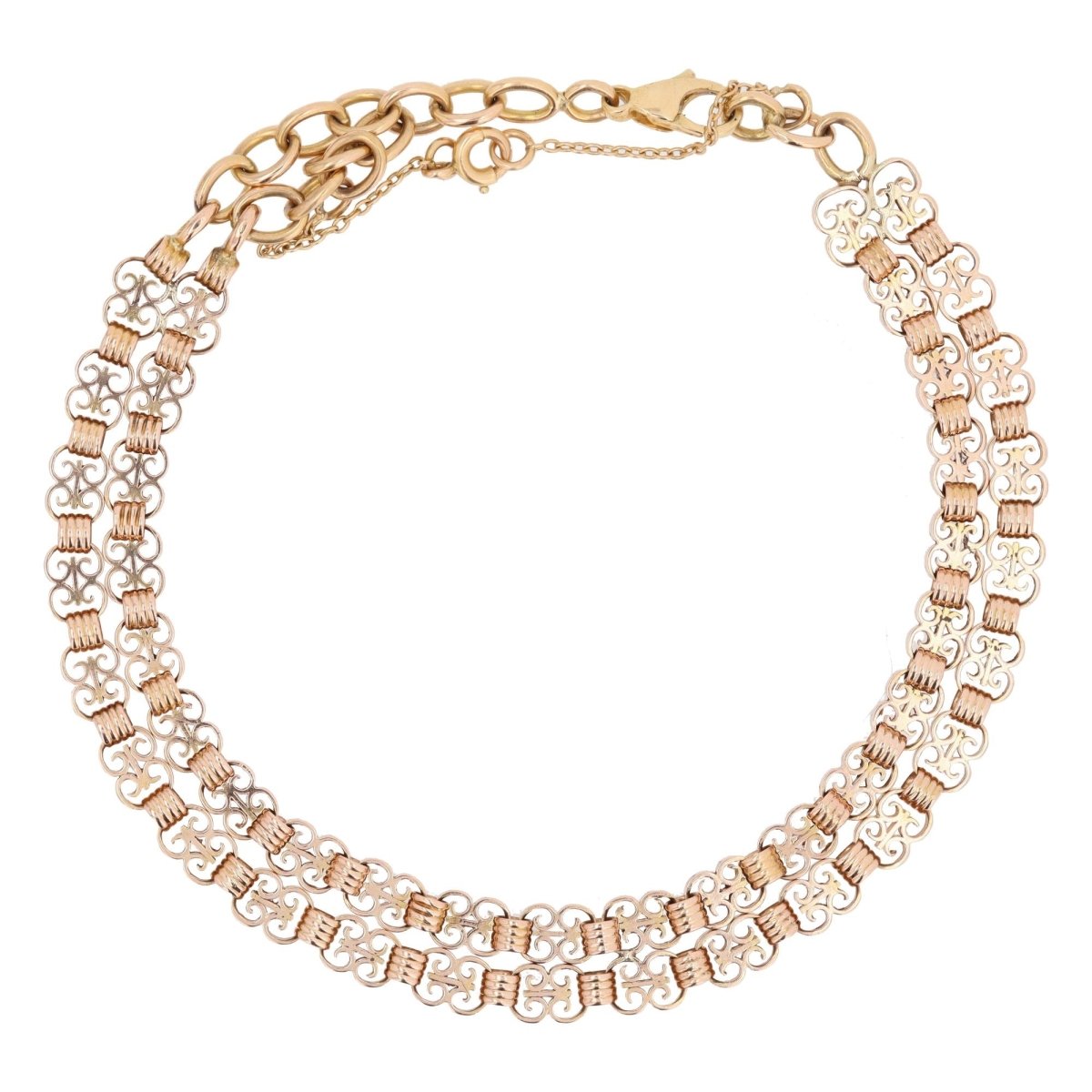 Bracelet ancien double rangs en or rose - Castafiore
